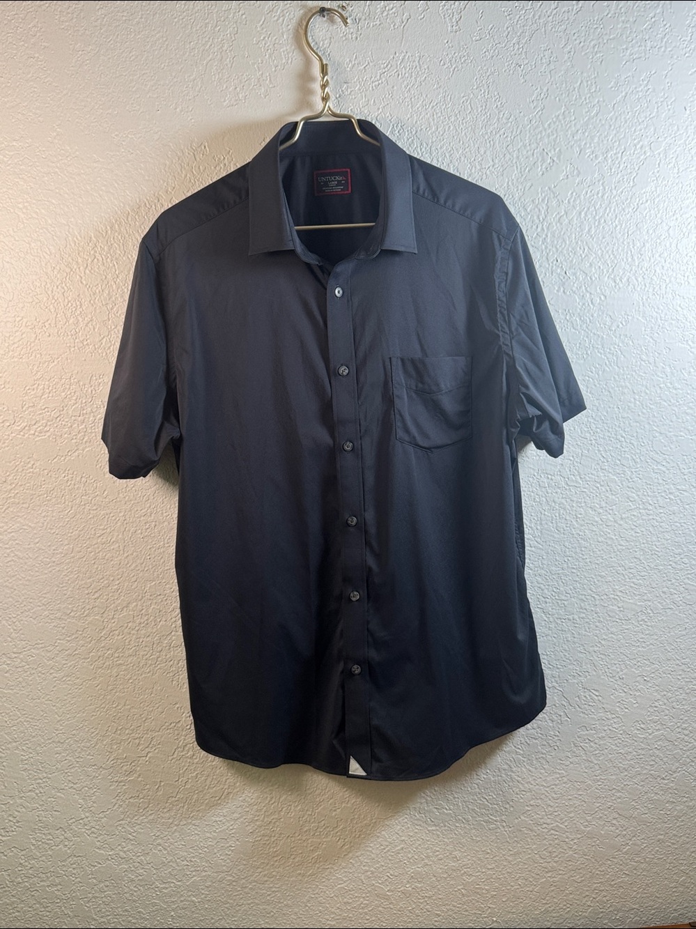 UNTUCKit Performance Gironde Men’s Black Short Sleeve Shirt Large